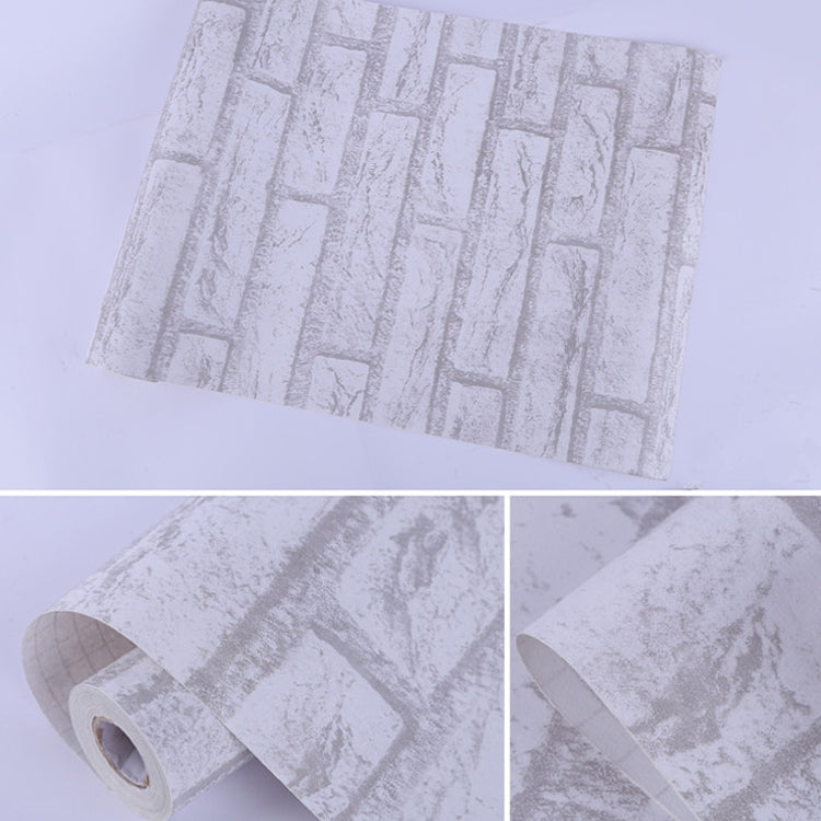 White Brick Creative 3D Stone Brick Decoration Wallpaper Stickers Bedroom Living Room Wall Waterproof Wallpaper Roll, Size: 45 x 1000cm, White brick