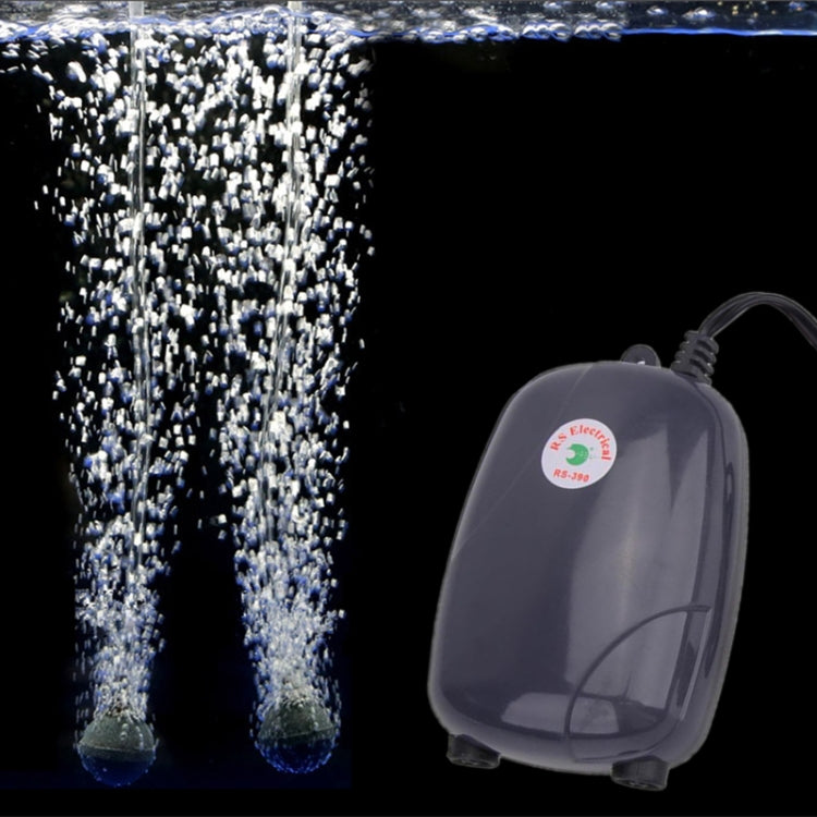 RS-390 220V 5W Double Outlets Adjustable Flow Silent Aquarium Air Pump Fish Tank Oxygen Air Pump, 5W