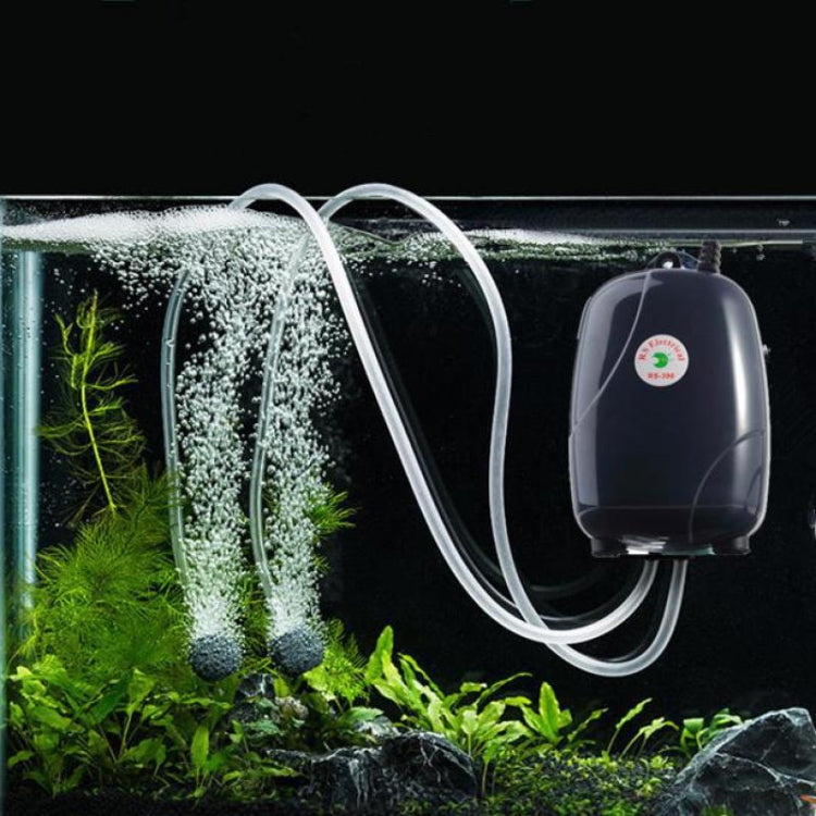 RS-390 220V 5W Double Outlets Adjustable Flow Silent Aquarium Air Pump Fish Tank Oxygen Air Pump, 5W