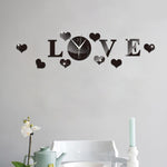 Creative LOVE Clock Acrylic Mirror DIY Wall Sticker, LOVE Clock Acrylic Mirror (Black), LOVE Clock Acrylic Mirror (Gold), LOVE Clock Acrylic Mirror (Silver)