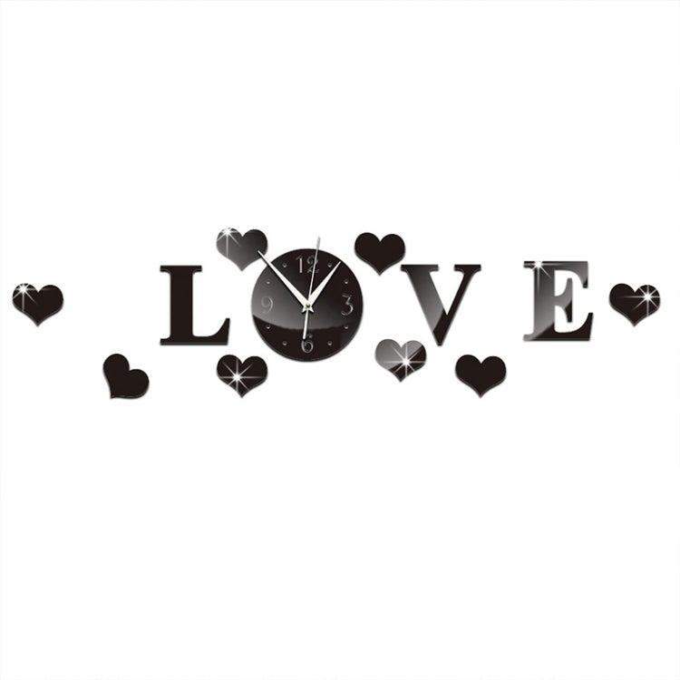 Creative LOVE Clock Acrylic Mirror DIY Wall Sticker, LOVE Clock Acrylic Mirror (Black), LOVE Clock Acrylic Mirror (Gold), LOVE Clock Acrylic Mirror (Silver)