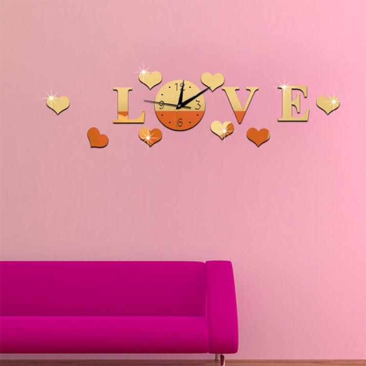 Creative LOVE Clock Acrylic Mirror DIY Wall Sticker, LOVE Clock Acrylic Mirror (Black), LOVE Clock Acrylic Mirror (Gold), LOVE Clock Acrylic Mirror (Silver)