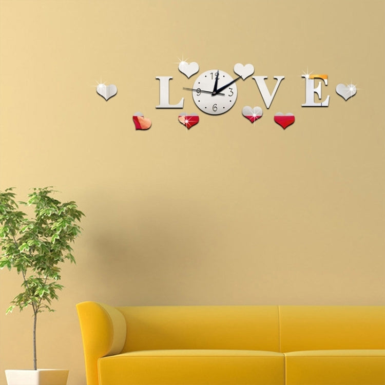 Creative LOVE Clock Acrylic Mirror DIY Wall Sticker, LOVE Clock Acrylic Mirror (Black), LOVE Clock Acrylic Mirror (Gold), LOVE Clock Acrylic Mirror (Silver)