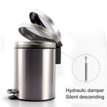 Fashion Round Stainless Steel Household Hotel Office Covered Pedal Trash Bin, Size: 7L, Size: 7L
