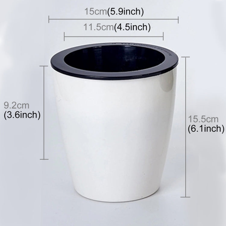 Lazy Flower Pots Automatic Water-absorbing Hydroponic Potted Plants Circular Resin Plastic Flower Pots Double-layer Design Self Watering Planter, Diameter: 15cm, Height: 15.5cm, Diameter: 15cm, Height: 15.5cm