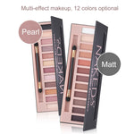 5673 Cosmetic 12 Colors Pearl Smoky Eye Shadow Makeup Palette with Brush Set, 12 Colors Pearl Smoky