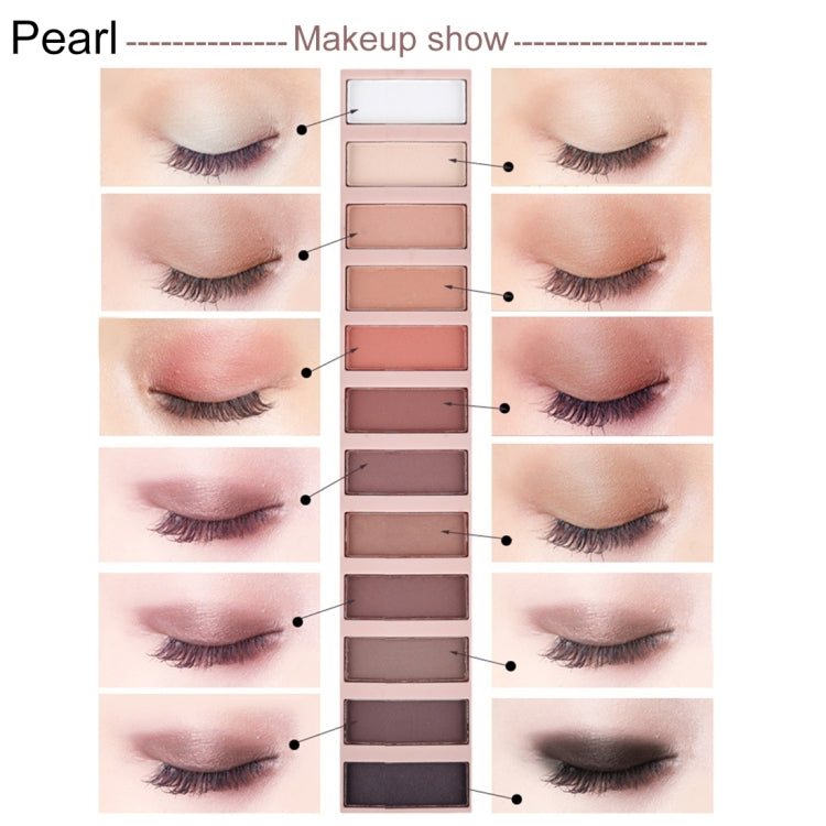 5673 Cosmetic 12 Colors Pearl Smoky Eye Shadow Makeup Palette with Brush Set, 12 Colors Pearl Smoky
