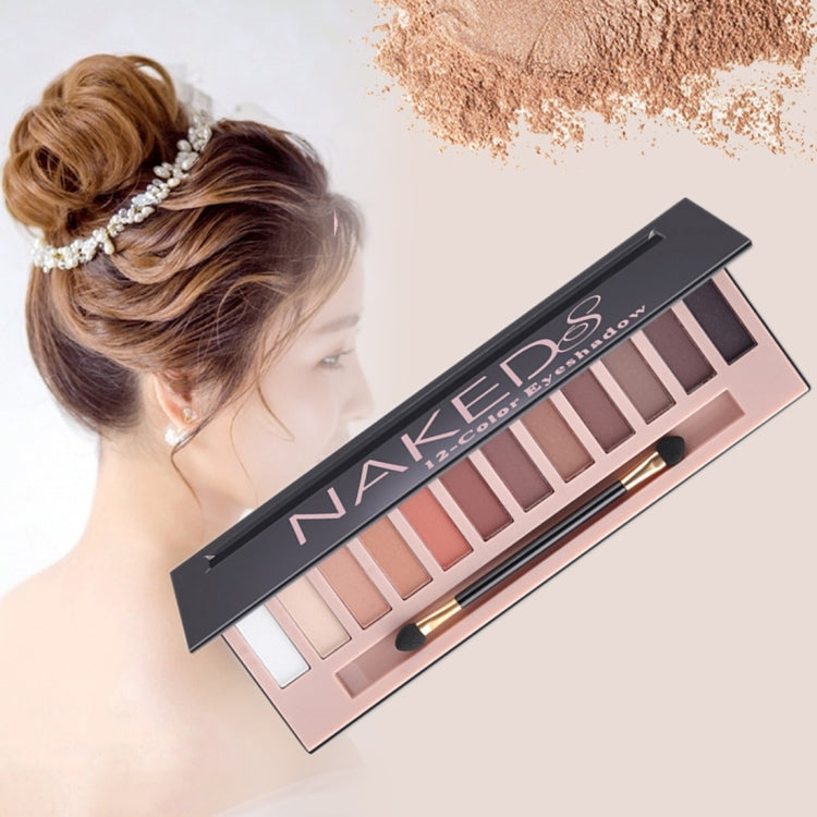 5673 Cosmetic 12 Colors Matte Earth Color Naked Eye Shadow Makeup Palette with Brush Set, 12 Colors Matte