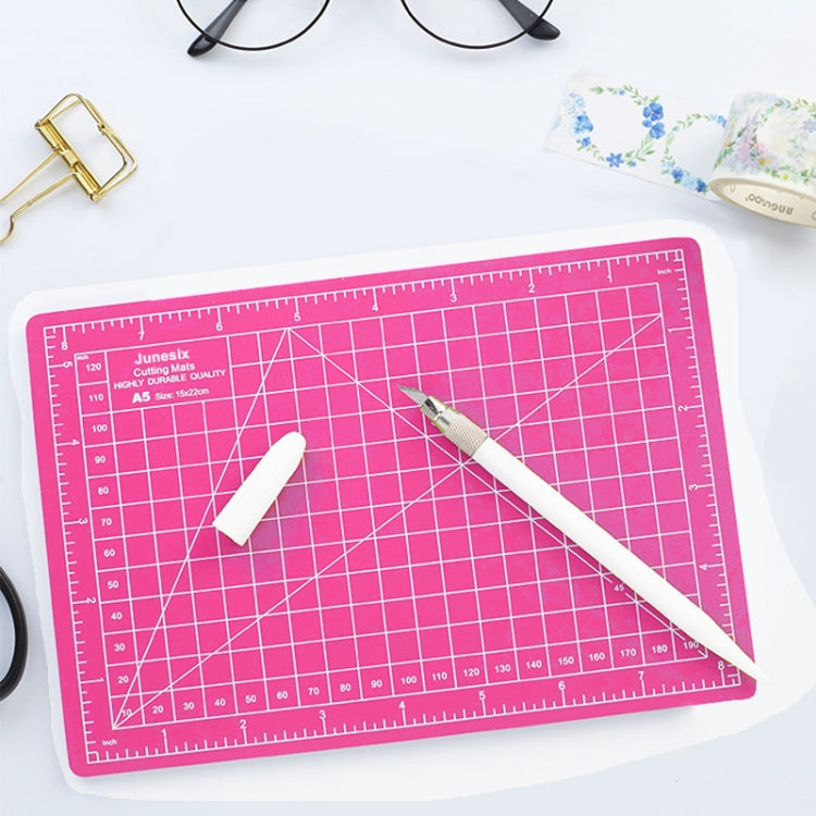 Junesix A5 Cutting Mat Set Cutting Mat & Ruler & Carving Knife, Junesix A5 (Mint Green), Junesix A5 (Pink), Junesix A5 (Blue), Junesix A5 (Purple)