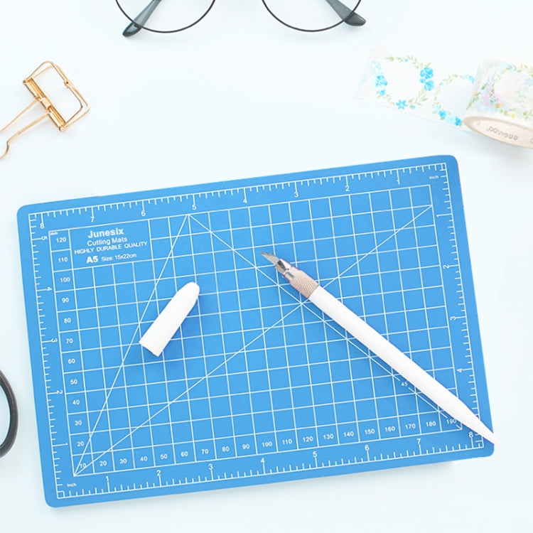 Junesix A5 Cutting Mat Set Cutting Mat & Ruler & Carving Knife, Junesix A5 (Mint Green), Junesix A5 (Pink), Junesix A5 (Blue), Junesix A5 (Purple)