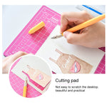 Junesix A5 Cutting Mat Set Cutting Mat & Ruler & Carving Knife, Junesix A5 (Mint Green), Junesix A5 (Pink), Junesix A5 (Blue), Junesix A5 (Purple)