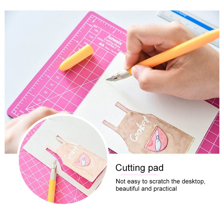 Junesix A5 Cutting Mat Set Cutting Mat & Ruler & Carving Knife, Junesix A5 (Mint Green), Junesix A5 (Pink), Junesix A5 (Blue), Junesix A5 (Purple)