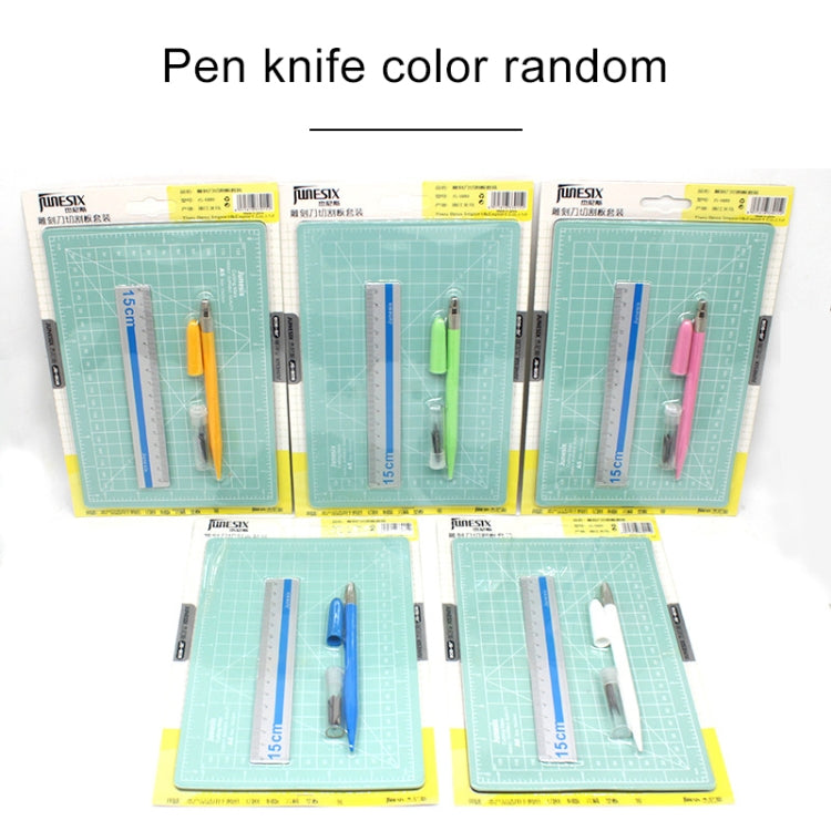 Junesix A5 Cutting Mat Set Cutting Mat & Ruler & Carving Knife, Junesix A5 (Mint Green), Junesix A5 (Pink), Junesix A5 (Blue), Junesix A5 (Purple)
