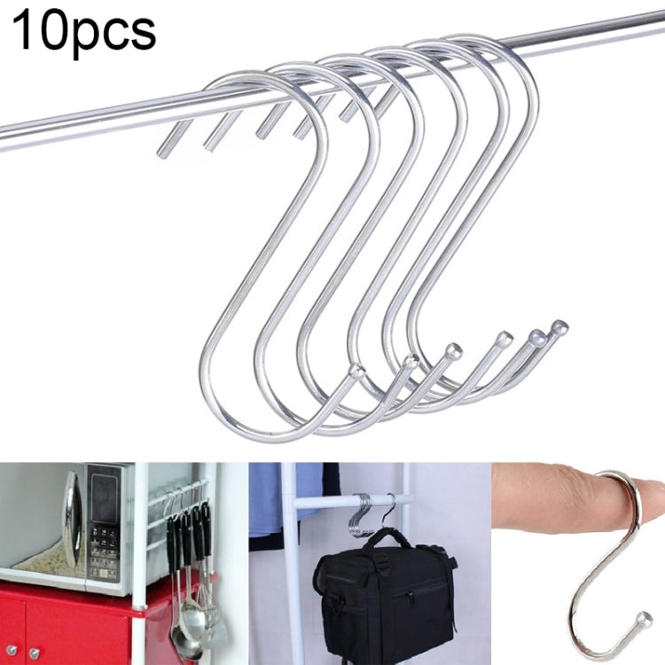 10pcs 3mm Multi-functional S-shaped Stainless Steel Metal Hook, Length: 9cm, 9cm