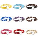 Punk Style Fashion Heart Shape Leather Rivet Necklace Collar, Random Color Delivery, TXXQ04