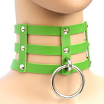 Harajuku Fashion Punk Gothic Rivets Collar Hand 3-rows Caged Leather Collar Necklace, Pink, (Silver), (Green), (Red+Yellow+Red), (White+Dark Blue+Red), (Baby Blue), (Gold), (Baby Blue+White+Baby Blue), (Red+White+Green), (Dark Blue+White+Red)          ...