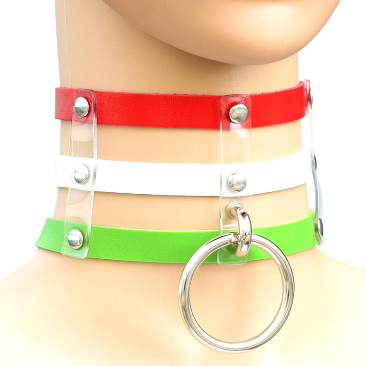 Harajuku Fashion Punk Gothic Rivets Collar Hand 3-rows Caged Leather Collar Necklace, Pink, (Silver), (Green), (Red+Yellow+Red), (White+Dark Blue+Red), (Baby Blue), (Gold), (Baby Blue+White+Baby Blue), (Red+White+Green), (Dark Blue+White+Red)          ...