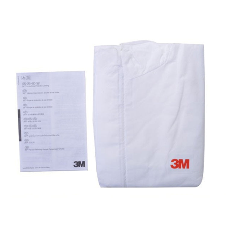 3M 4515 One-piece White Anti-static Anti-chemical Dustproof Sandblasting Suit with Cap, Size: L, 3M L