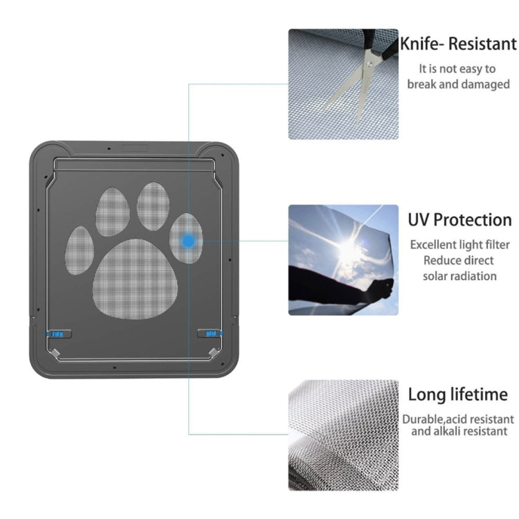 Pet Footprint Pattern Dog Auto Lock / Lockable Gate Cat Safe Flap Window Pet Screen Door, Size: 42x37cm, 42x37cm