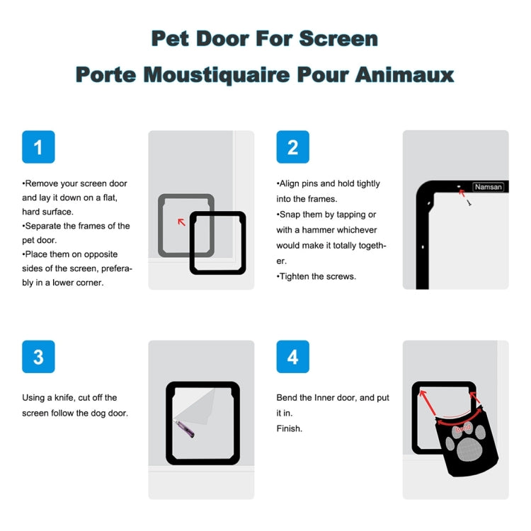 Pet Footprint Pattern Dog Auto Lock / Lockable Gate Cat Safe Flap Window Pet Screen Door, Size: 42x37cm, 42x37cm
