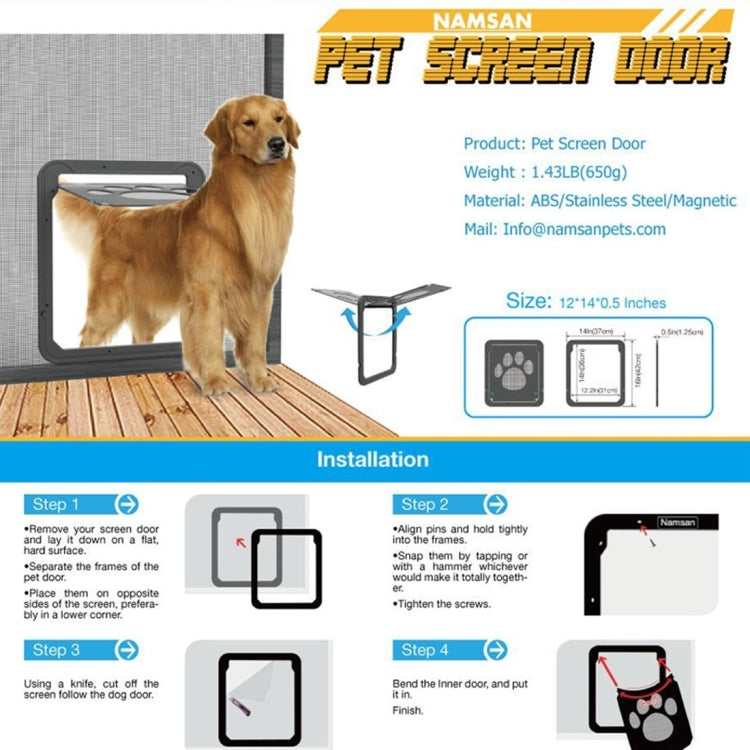 Pet Footprint Pattern Dog Auto Lock / Lockable Gate Cat Safe Flap Window Pet Screen Door, Size: 42x37cm, 42x37cm
