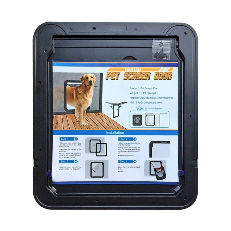 Pet Footprint Pattern Dog Auto Lock / Lockable Gate Cat Safe Flap Window Pet Screen Door, Size: 42x37cm, 42x37cm