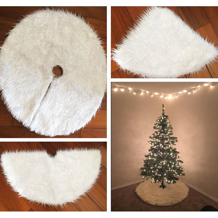 Christmas Tree Plush Skirt White Round Ornament Decoration, Diameter: 90cm, 90cm