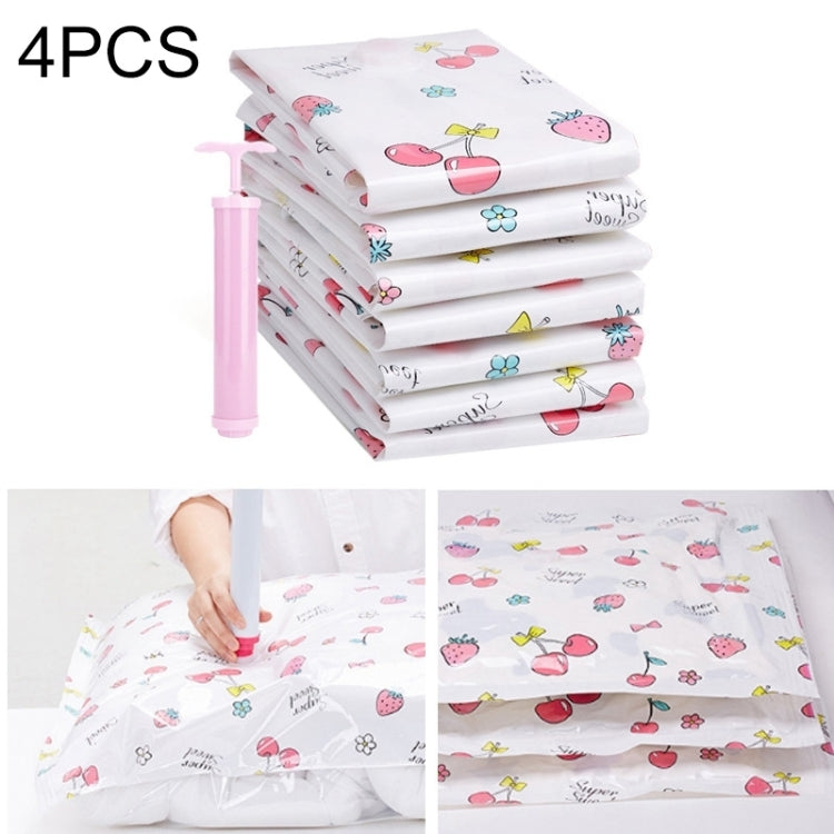 4PCS Space Saving Candy Color Pattern Vacuum Storage Bag, Explosion-proof Thinken Quilts Clothing Vacuum Seal Storage Bag with a Free Hand Pump, Size: 80*100 cm, Size: 80*100 cm