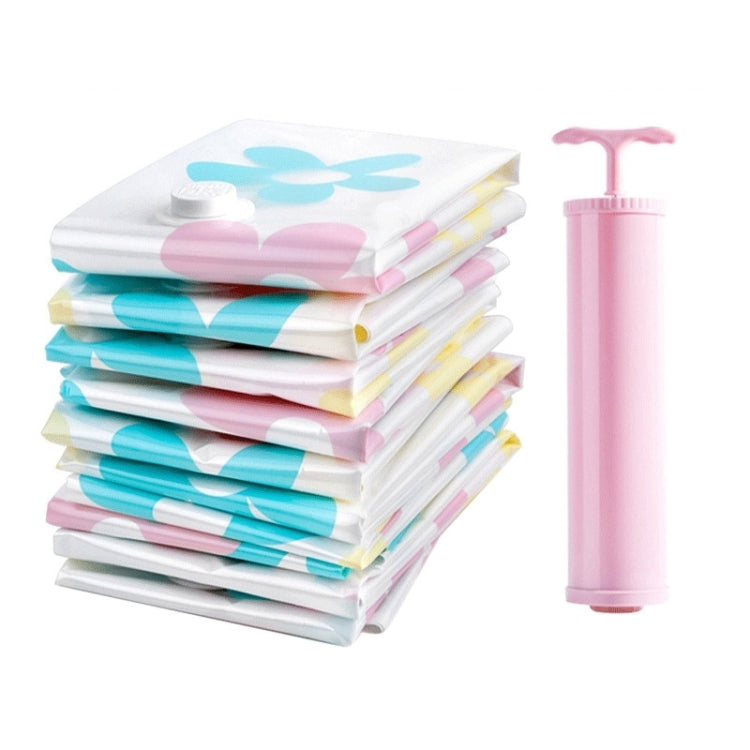 11 PCS Space Saving Sunflowers Pattern Vacuum Storage Bag, Thinken Quilts Clothing Vacuum Seal Storage Bag with a Hand Pump, Including: 3 PCS 80*100 cm，2 PCS 60*80 cm, 3 PCS 50*70 cm, 2 PCS 40*60 cm, 11 PCS Storage Bag