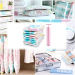 11 PCS Space Saving Sunflowers Pattern Vacuum Storage Bag, Thinken Quilts Clothing Vacuum Seal Storage Bag with a Hand Pump, Including: 3 PCS 80*100 cm，2 PCS 60*80 cm, 3 PCS 50*70 cm, 2 PCS 40*60 cm, 11 PCS Storage Bag