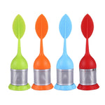 Food Grade Leaf Silicone Make Tea Bag Stainless Steel Tea Strainers, Random Color Delivery, Leaf Shape