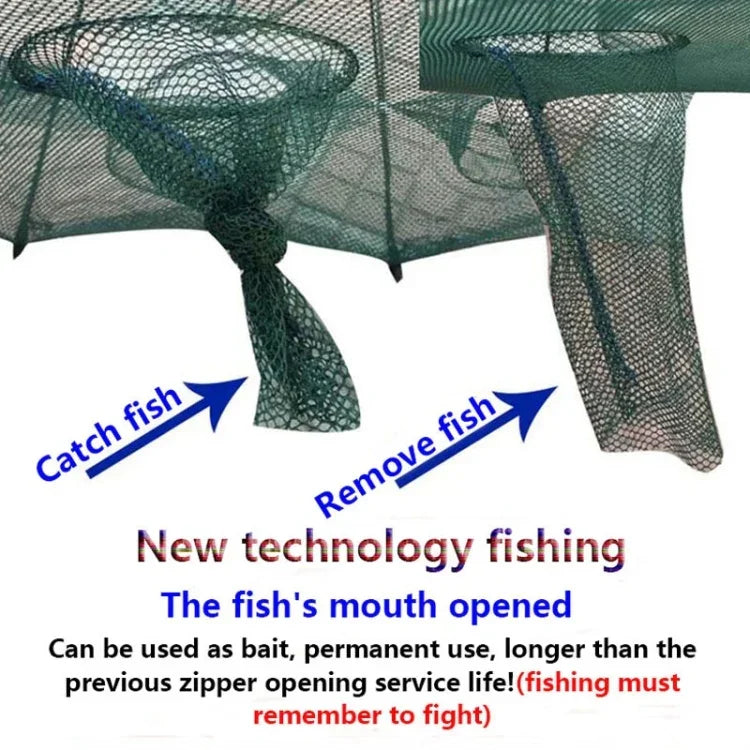 4 Holes Automatic Foldable Fishing Net Nylon Shrimp Crab Minnow Trap Fish Cast Net Fishing Tackle, 4 Holes