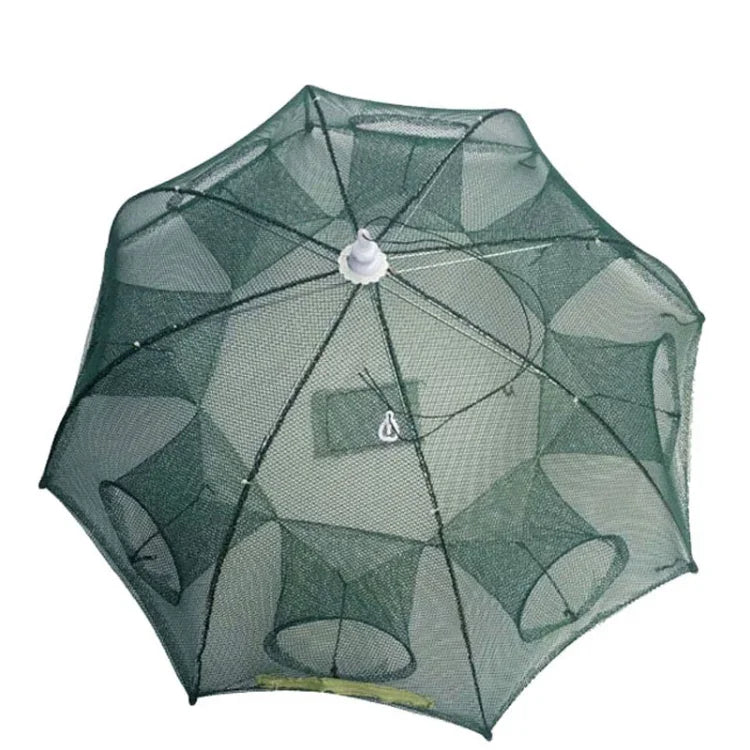 8 Holes Automatic Foldable Fishing Net Nylon Shrimp Crab Minnow Trap Fish Cast Net Fishing Tackle, 8 Holes