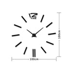 39 inch Bedroom Home Office Decoration Modern Frameless Large DIY 3D Mirror Wall Sticker Mute Clock, MH101  (Black), M001 (Gold), M001 (Silver)