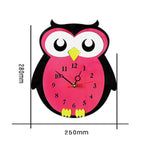 11*10 inch Children Bedroom Room Decor Battery Operated Shaped Mute Non Ticking Round Wall Quartz Clock, Owl, Balloon