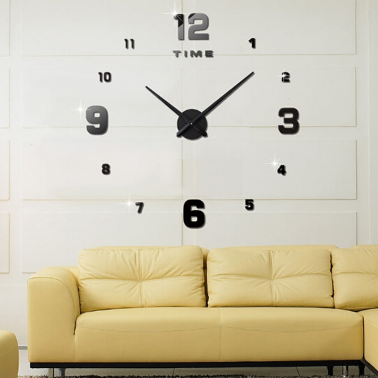 Bedroom Home Decoration Mirrored Number Frameless Large 3D DIY Wall Sticker Mute Clock, Size: 100*100cm, 3M005 (Silver), 3M005 (Black), 3M005 (Gold)