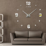 Bedroom Home Decoration Mirrored Number Frameless Large 3D DIY Wall Sticker Mute Clock, Size: 100*100cm, 3M005 (Black), 3M005 (Gold), 3M005 (Silver)