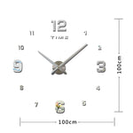 Bedroom Home Decoration Mirrored Number Frameless Large 3D DIY Wall Sticker Mute Clock, Size: 100*100cm, 3M005 (Silver), 3M005 (Black), 3M005 (Gold)