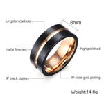 Europe and America Style Men Classic Ring Pure Tungsten Carbide Hand-brushed Rose Gold Plating Ring, Size: 12, Diameter: 21.5mm, Perimeter: 67.5mm, Size: 12