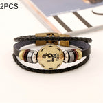 2 PCS Couple Lovers Jewelry Leather Braided Constellation Detail Hand Chain Bracelet, Size: 21*1.2cm, HC3505A, HC3505B, HC3505C, HC3505D, HC3505E, HC3505F, HC3505G, HC3505H, HC3505J, HC3505K, HC3505L, HC3505M