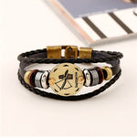 2 PCS Couple Lovers Jewelry Leather Braided Constellation Detail Hand Chain Bracelet, Size: 21*1.2cm, HC3505A, HC3505B, HC3505C, HC3505D, HC3505E, HC3505F, HC3505G, HC3505H, HC3505J, HC3505K, HC3505L, HC3505M
