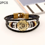 2 PCS Couple Lovers Jewelry Leather Braided Constellation Detail Hand Chain Bracelet, Size: 21*1.2cm, HC3505A, HC3505B, HC3505C, HC3505D, HC3505E, HC3505F, HC3505G, HC3505H, HC3505J, HC3505K, HC3505L, HC3505M