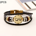 2 PCS Couple Lovers Jewelry Leather Braided Constellation Detail Hand Chain Bracelet, Size: 21*1.2cm, HC3505A, HC3505B, HC3505C, HC3505D, HC3505E, HC3505F, HC3505G, HC3505H, HC3505J, HC3505K, HC3505L, HC3505M