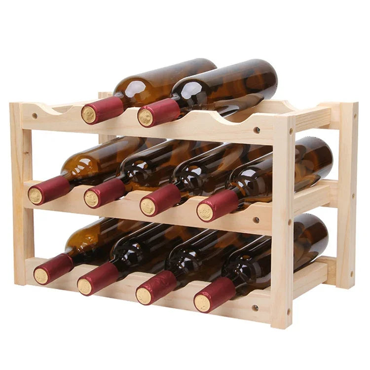 Solid Wood Folding 12-bottle Wine Display Rack Multi-layer Wine Rack, Size: 46x24x28cm, Multi-layer Wine Rack
