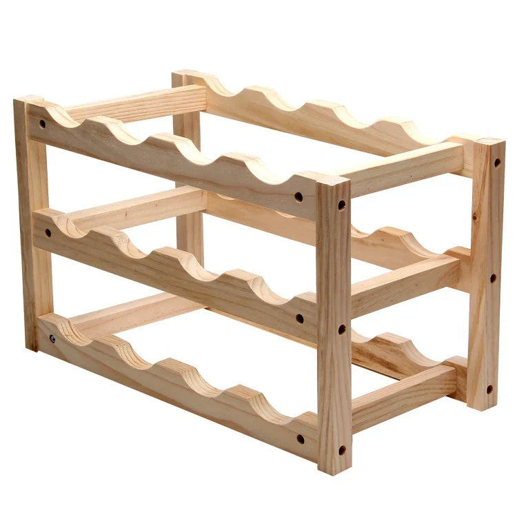 Solid Wood Folding 12-bottle Wine Display Rack Multi-layer Wine Rack, Size: 46x24x28cm, Multi-layer Wine Rack