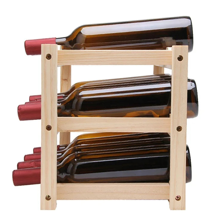 Solid Wood Folding 12-bottle Wine Display Rack Multi-layer Wine Rack, Size: 46x24x28cm, Multi-layer Wine Rack