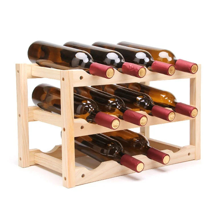 Solid Wood Folding 12-bottle Wine Display Rack Multi-layer Wine Rack, Size: 46x24x28cm, Multi-layer Wine Rack
