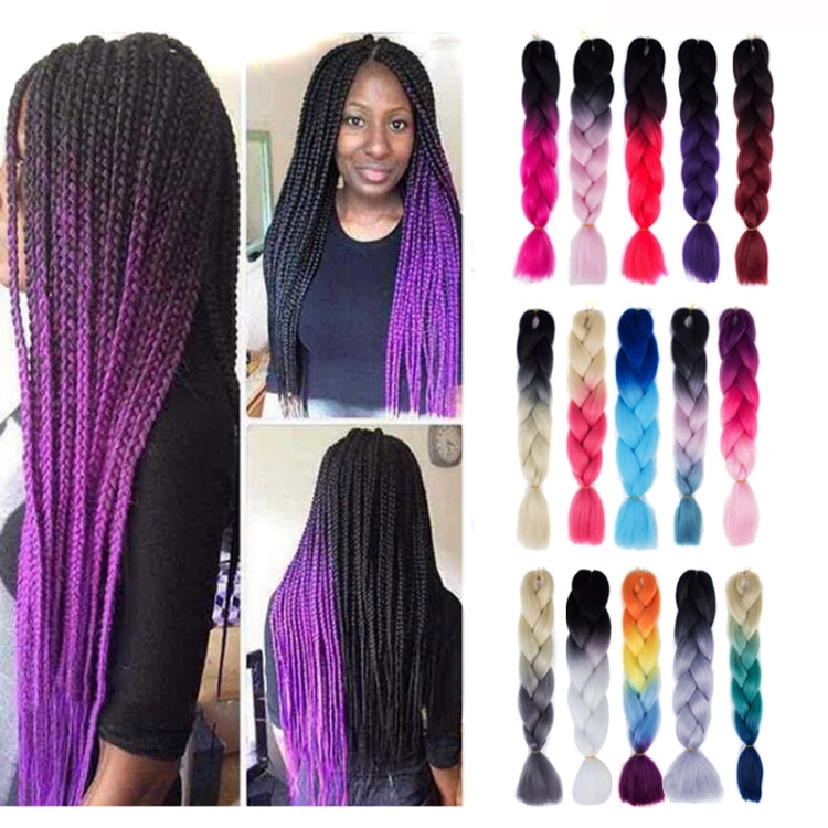 Fashion Color Gradient Individual Braid Wigs Chemical Fiber Big Braids, Random Color Delivery, Length: 60cm, Random Color Delivery