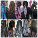 باروكات ضفائر فردية متدرجة الألوان ألياف كيميائية ضفائر كبيرة، تسليم لون عشوائي، الطول: 60 سم، تسليم لون عشوائي