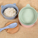 Balcherlam Baby Wheat Stalk Materials Bowls + Spoon Kit, Random Color Delivery, Bowls + Spoon Kit